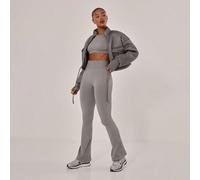 Shein Pantalón de yoga acampanado de cintura alta acanalado, ropa deportiva, leggings, pantalones para pádel, tenis, pickleball, gimnasio