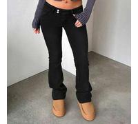 Shein Pantalones acampanados de talle bajo ajustados para mujeres, moda callejera europea y americana de estilo Y2K, popular entre las chicas