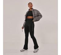 Shein Pantalones acanalados de cintura alta con campana para yoga, pilates, pádel, tenis, pickleball, gimnasio y fitness para otoño, invierno y Navidad