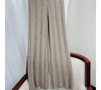 Shein Pantalones anchos de pierna ancha de punto de cable a rayas de nueva llegada de otoño/invierno para mujeres, pantalones sueltos y holgados de Wixra