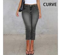 Shein Pantalones capri de talla grande para mujer con cintura elástica, versátiles y casuales para el verano