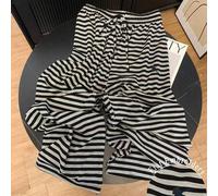 Shein Pantalones casuales de cintura alta y pierna recta para mujer, con patrón de bordado a rayas ecuestres, versátiles, para primavera/otoño