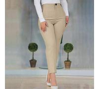 Shein Pantalones casuales de unicolor con ajuste ceñido para mujer de talla grande, adecuados para ir al trabajo y uso diario en primavera