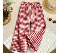 Shein Pantalones casuales holgados de cuadros tejidos para niña joven