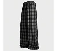 Shein Pantalones casuales holgados de cuadros tejidos talla grande para hombres, escuela, otoño