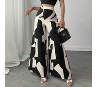 Shein Pantalones casuales holgados de talle alto y pierna extra ancha en color caqui, elegantes para ir y venir, tiempo libre y uso diario