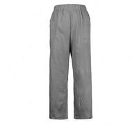 Shein Pantalones casuales rectos de cintura elástica de unicolor gris, adecuados para uso diario en primavera/verano, talla grande