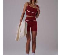 Shein Pantalones cortos ajustados de cintura alta con ribete de contraste para deporte, gimnasio, entrenamiento, verano, pádel, club de gimnasia, fitness