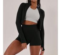 Shein Pantalones cortos ajustados sin costuras de cintura alta acanalados para actividades, pádel, tenis, pickleball, gimnasio, fitness, otoño e invierno