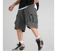 Shein Pantalones cortos cargo de hombre con bolsillo con solapa y cintura con cordón, para volver al colegio