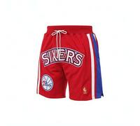Shein Pantalones cortos de baloncesto Mitchell & Ness x JUST DON de malla retro de los Philadelphia 76ers, pantalones cortos tejidos SHORMO20277-P76RDRY96 p