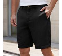 Shein Pantalones cortos de hombre de unicolor tejido, de cintura media, pierna recta, adecuados para uso diario, primavera/verano, estilo "Old Money"