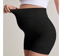 Shein Pantalones cortos de mujer embarazada de un solo color, de cintura alta, para uso diario, fitness y entrenamiento