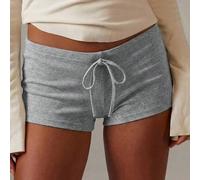 Shein Pantalones cortos de punto de unicolor gris para mujer