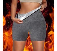 Shein Pantalones cortos de sauna de talla grande para yoga, pantalones cortos de yoga caliente de cintura alta, libera el sudor para estar en tu mejor condi