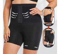 Shein Pantalones cortos moldeadores de cintura alta sin costuras para posparto de talla grande para mujeres, con cierre de ganchos y ojos, faja reductora, c