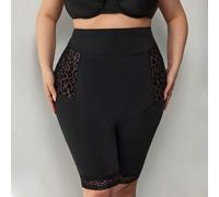 Shein Pantalones cortos moldeadores de talle alto con parches de malla de unicolor para mujer de talla grande/2026/Año Nuevo