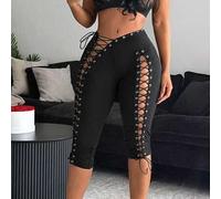 Shein Pantalones de Asiento de Siete Pulgadas con Diseño de Tirantes y Espalda Descubierta Sexy para Mujer, Primavera 2026, Estilo Street Fashion Chic