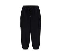 Shein Pantalones de cargo de utilidad negros talla grande CURVE - Tobillos entallados, cintura ajustable con cordón, bolsillos múltiples para usar todo el a