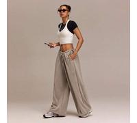 Shein Pantalones de chándal anchos y holgados de modal SoftCalm Slow Mornings, sedosos y transpirables, con cintura y bajos ajustables con cordón, para uso