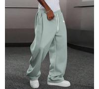 Shein Pantalones de chándal casuales de unicolor con cordón en la cintura y bolsillos, pantalones de chándal holgados de color gris, pantalones de chándal o