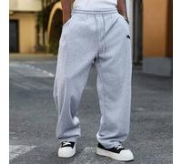 Shein Pantalones de chándal casuales sueltos con cordón en la cintura y bolsillos, pantalones de chándal grises holgados, para volver al colegio con pantalo