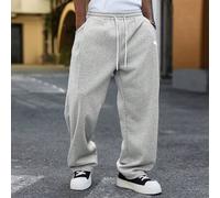 Shein Pantalones de chándal sueltos de unicolor con cordón en la cintura y bolsillos, pantalones de chándal grises holgados, para volver al colegio