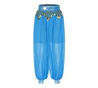 Shein Pantalones de danza del vientre con lentejuelas para adultos, pantalones de gasa con lentejuelas para mujeres, disfraz de princesa árabe de danza orie