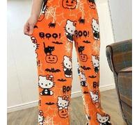 Shein Pantalones de franela con licencia de Sanrio Cozy Hello Kitty - Pantalones de pijama casuales suaves y cálidos, pantalones de franela de otoño e invie