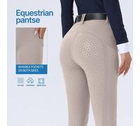 Shein Pantalones de montar para mujer con agarre de silicona en todo el asiento y bolsillos, mallas de equitación negras, pantalones ajustados de secado ráp