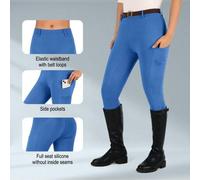 Shein Pantalones de montar para mujeres con silicona en todo el asiento, mallas de montar ecuestres para clases con bolsillos