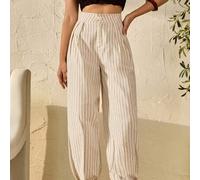 Shein Pantalones de mujer, primavera, verano, longitud larga, forma suelta, pantalón harén, bohemio, pantalones de pierna ancha a rayas, pantalones globo a