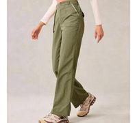 Shein Pantalones de mujer resistentes al agua con bolsillos y cintura elástica acampanada para actividades al aire libre, senderismo y camping en otoño e in