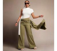 Shein Pantalones de oficina de cintura alta, con pliegues y faja ancha