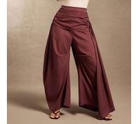 Shein Pantalones de pierna ancha con cintura alta, pliegues y faja de tejido sólido