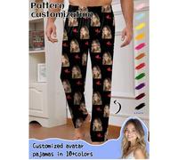 Shein Pantalones de pijama personalizados para hombres con diseños únicos e interesantes como retratos, rostros de pareja, mascotas, dibujos animados y tema