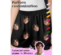 Shein Pantalones de pijama personalizados para mujeres con diseños únicos de retratos de parejas, rostros de mascotas y retratos de miembros de la familia