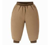 Shein Pantalones de plumón "Mini Plush" para niña pequeña, Invierno 2025, Pantalones cálidos con doble capa de puño repelente al agua