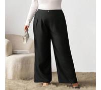 Shein Pantalones de traje de pierna ancha de talla grande para mujer en gris-naranja, nueva llegada de moda, casual y sencillo para primavera/verano para un