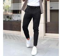 Shein Pantalones de vestir de unicolor de negocios casuales para hombres, en color negro clásico, de moda y versátiles, que muestran un porte empresarial fi