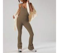 Shein Pantalones de yoga con cintura alta sin costuras, acampanados, para activewear, tenis, pádel, pickleball