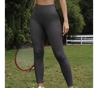 Shein Pantalones de yoga de cintura alta con control de abdomen para mujeres, de unicolor opaco, con excelente elasticidad, adecuados para entrenamiento, at