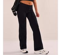 Shein Pantalones de yoga de cintura baja con cordón y pierna recta, para pádel, tenis, pickleball, gimnasio y entrenamiento en otoño e invierno