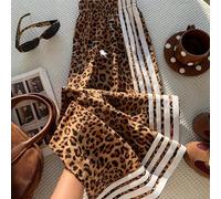 Shein Pantalones deportivos de mujer con estampado de leopardo y pequeño logo de caballo en estilo retro americano casual, adecuados para la Copa Mundial, d