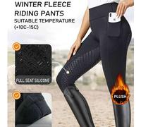 Shein Pantalones ecuestres de mujer de cintura alta con forro térmico, tela térmica de calidad con buen calor, diseño de cintura alta con bolsillos, forro t