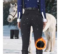 Shein Pantalones ecuestres para mujer, de unicolor, pantalones de ciclismo sencillos, de cintura alta, con forro térmico, agarre de silicona en toda la part