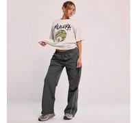 Shein Pantalones holgados con cintura elástica, ribete de contraste y pernera acampanada, ropa casual cómoda para volver al colegio, pantalones de chándal t