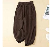 Shein Pantalones informales minimalistas de unicolor con cordón para mujeres de talla grande CURVE+