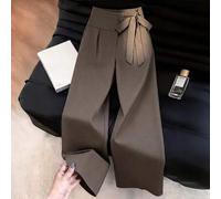 Shein Pantalones largos de mujer de estilo francés chic, elegantes, de lujo, casuales, versátiles, con cintura anudada, para ir a la oficina, viajar y despl