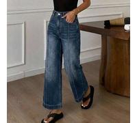 Shein Pantalones largos para mujer de color liso, holgados y acampanados, con bolsillos de línea dividida, estilo casual Old Money y Street Style, otoño, Y2